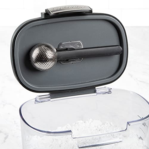 ProKeeper+ by Progressive International Clear Plastic Airtight Food Baker's Kitchen Storage Organization Container Canister Set with Magnetic Accessories (Powdered Sugar 1.4-Quart)