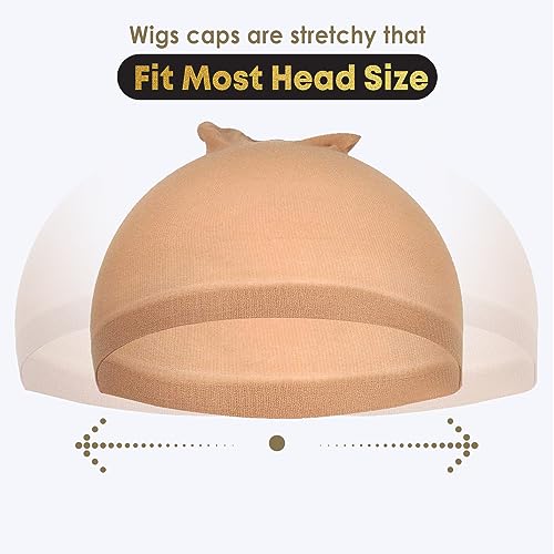 ALLAURA Nylon Wig Caps 4-Pack - Stretchy Nude Stocking Liner Caps