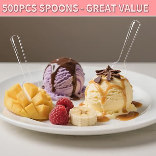 500 Pcs 3-Inch Mini Disposable Tasting Spoons for Desserts and Samples
