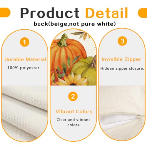 Fall Pumpkin Throw Pillow Cover 12x20 - Rust Maple Leaf Design