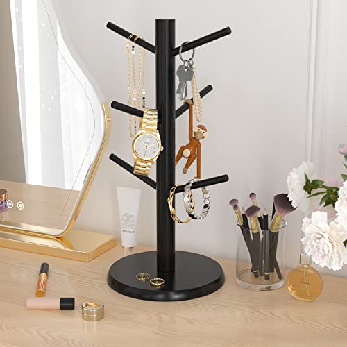 Bamboo Mug Tree Holder with 6 Hooks – Countertop Coffee Cup Organizer