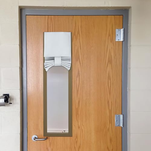 NICETOWN Classroom Door Window Shade, 10"W x 30"L Greyish White Blackout