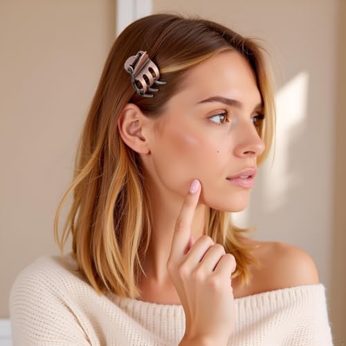 ZGLUZP 5-Pack Bronze Mini Metal Hair Claw Clips for Side Bangs Styling