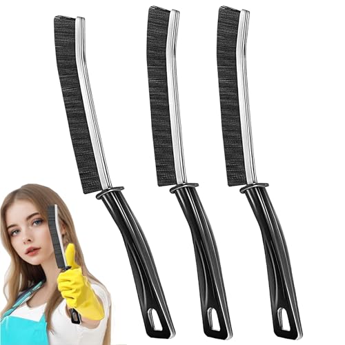 3-Piece Hard-Bristled Crevice Cleaning Brush Set for Tight Gaps