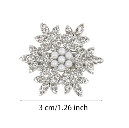 Penta Angel Snowflake Hair Clips - 6 Pcs Sparkly Rhinestone Pearl Hairpins