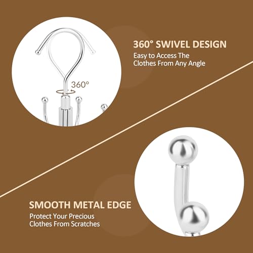 ZEDODIER 8-Hook Space Saving Clothes Hanger, Rotating Metal Organizer - Silver