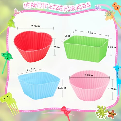 Kids Silicone Lunch Box Dividers Set with Food Picks & Cupcake Liners