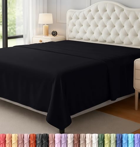 Full Size Black Flat Sheet - Ultra Soft, Breathable Microfiber