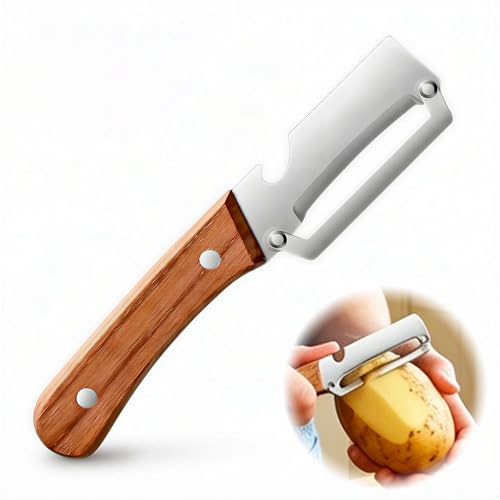 YQQKRCB Multifunctional Stainless Steel Vegetable Peeler with Wooden Handle