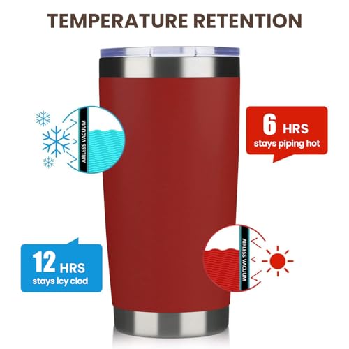 MEWAY 20oz Insulated Travel Tumbler with Lid & Straw - Red