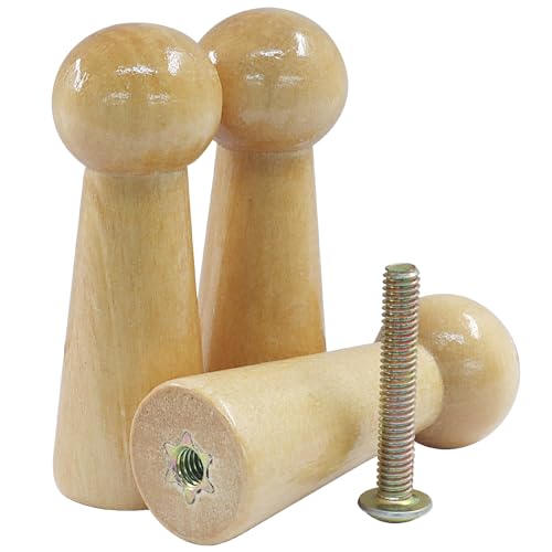 10 Pack Solid Wood Screw-On Hooks for Coats, Bags & Towels