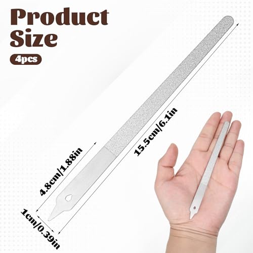 Exircy 4-Piece Stainless Steel Diamond Nail Files Set with Pointed Tip