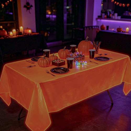 Oigco 4 Pack Neon Tablecloths - Glow in The Dark Party Supplies, 54x108 Inch