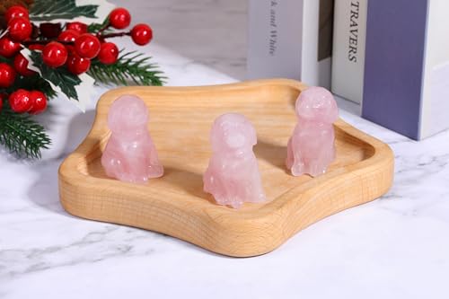 Pink Rose Quartz Dog Figurine | Crystal Dog Statue for Home Decor