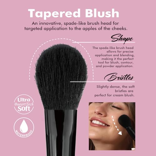 Bueart Design Tapered and Angled Blush Makeup Brush Set Vegan
