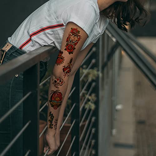 Sailor Jerry Classic Temporary Tattoo Sheets 120x260mm Skull Body Art