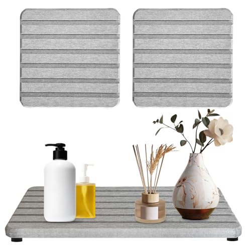 Diatomite Stone Tray Set - 3-Piece Soap Holder & Coasters