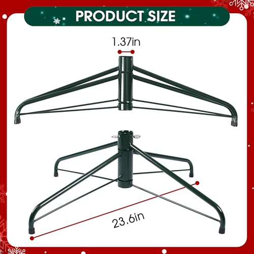 24-Inch Christmas Tree Stand - Foldable Metal Base for 3-7.5 FT Artificial Trees, Green, Dark Green Variation