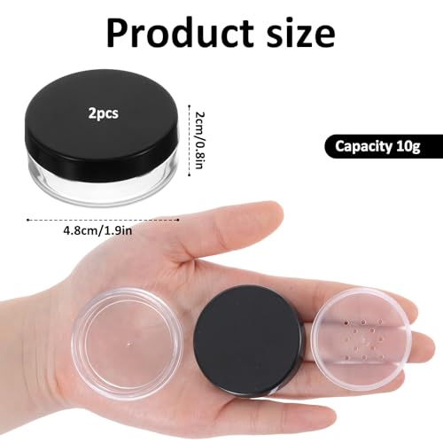 Larrel 2PCS Plastic Empty Travel Compact Case 10ml Loose Powder Jars