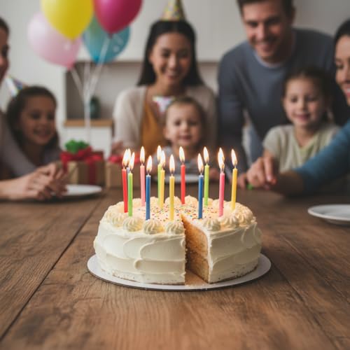 12 Neon Birthday Candles for Cake & Cupcake Celebrations