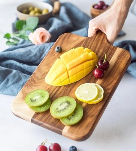 OBELGEOYA 7.7-Inch Square Acacia Wood Serving & Cutting Board with Handle