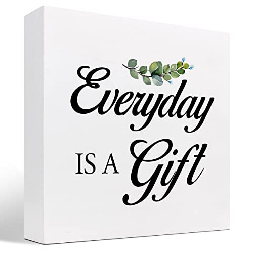 Inspirational Wooden Box Sign - Everyday is A Gift Desk Decor