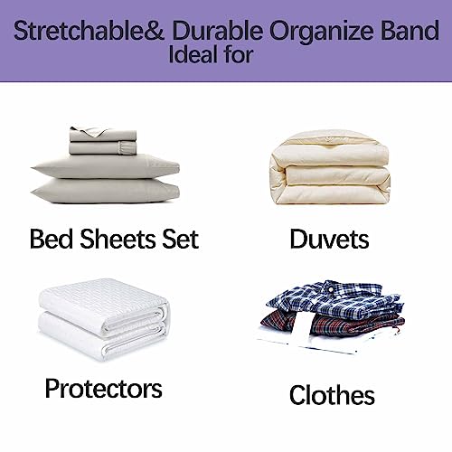 Queen Bed Sheet Organizer Bands - Elastic Linen Storage Straps, 4 Pack by Siaomo