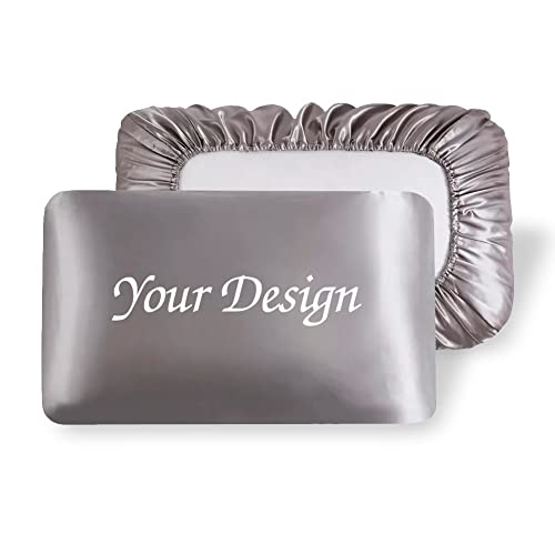 Silk Satin Pillowcases 2-Pack for Hair and Skin - Travel & DIY Sublimation Grey