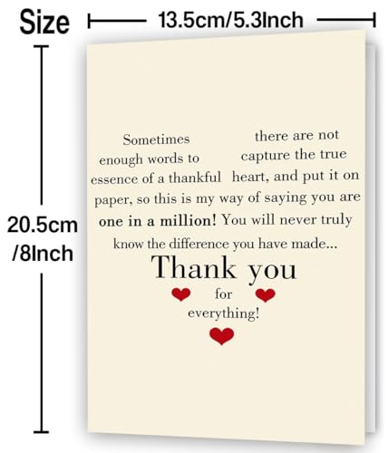 Thank You Card - Appreciation Gift for Teachers, Bosses & Friends