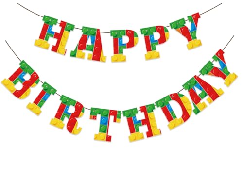 Building Block Birthday Banner - Colorful Party Decorations