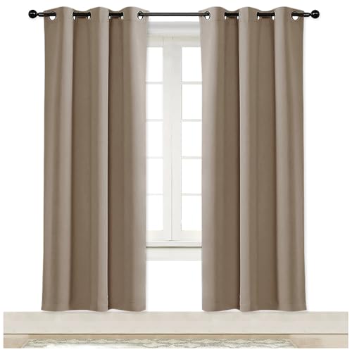 NICETOWN Taupe Blackout Curtain Panel 42" x 72" - Thermal Insulated