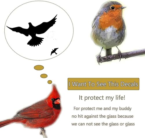 Black Bird Window Clings - 16 Piece Anti-Collision Decals for Glass