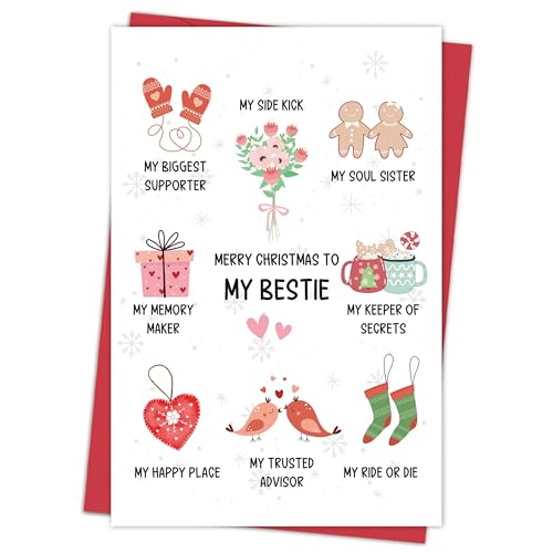 Cute Christmas Card for Bestie - Heartfelt Holiday Greeting