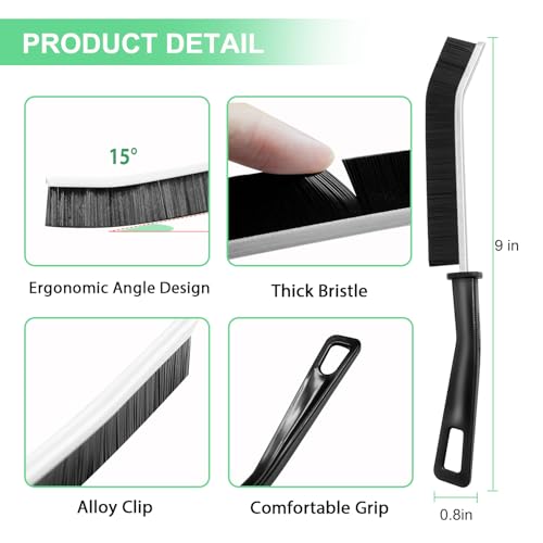 12PCS Crevice & Grout Cleaning Brush Set with Wire & Straw Brushes for Narrow Gaps