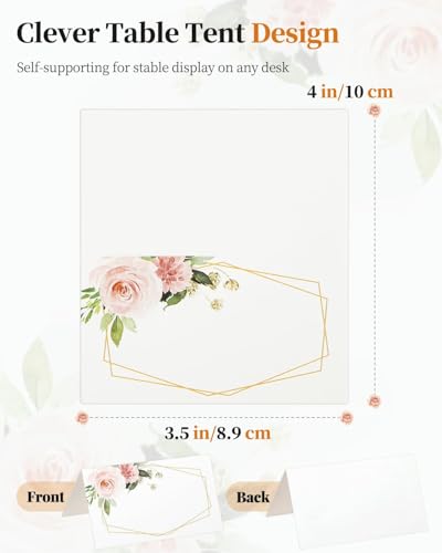 Uniclife 60 Pcs Floral Place Cards - Elegant Wedding Table Labels