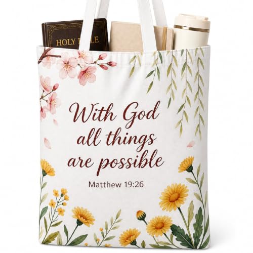 Christian Bible Verse Canvas Tote Bag - Faith Gift for Girls
