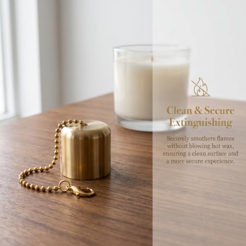 2-Pack Brass Candle Snuffer Caps with Chain - Vintage Wick Extinguisher