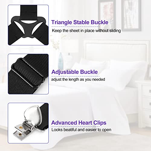 Adjustable Bed Sheet Fasteners - 4PCS Triangle Strap Clips