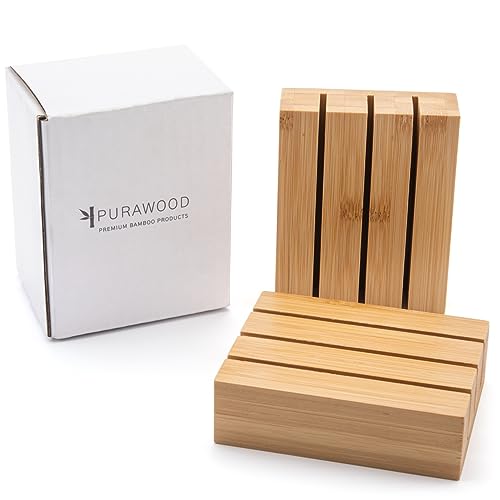 Purawood Bamboo Knife Block Inserts – 3-Slot Drawer Organizer, 2-Pack