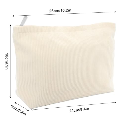 Corduroy Large Capacity Makeup Bag Travel Cosmetic Pouch Organizer