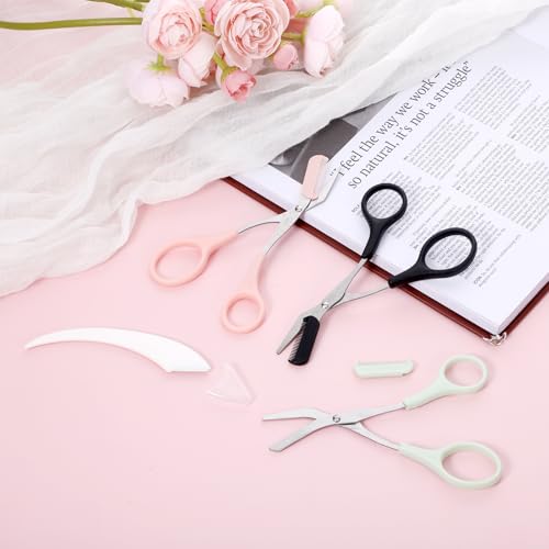 Eyebrow Scissors with Comb and Razor Set - 3 Pack Stainless Steel