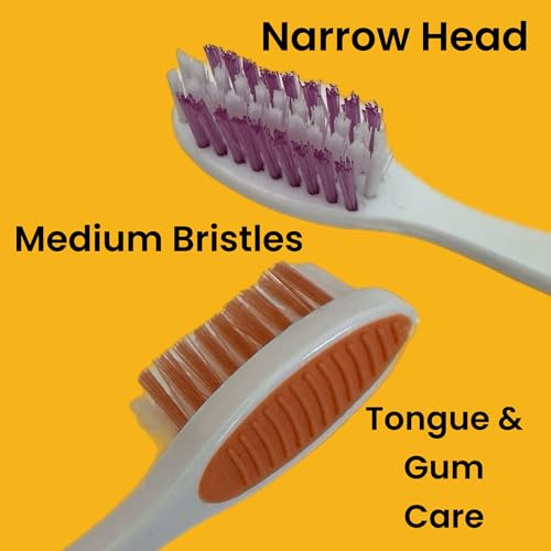 ALAZCO Folding Travel Toothbrush Medium Bristles 4-Pack