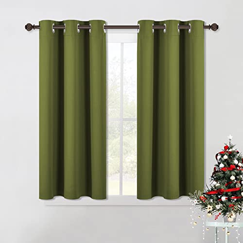NICETOWN Olive Green Blackout Curtain Panels - 42x45 Inch, Grommet Drapes