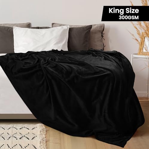 Utopia Bedding King Size Fleece Blanket - Black Plush Microfiber