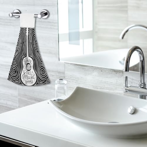 Music Is Life Kitchen Hand Towels with Hanging Loop - 2 Piece Set