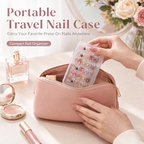 Tri-Fold Nail Organizer Case - Portable Storage for 40+ Press-On Nails