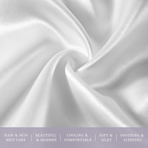 Mimkus White Satin Pillowcase 20x26 inches - Soft & Luxurious