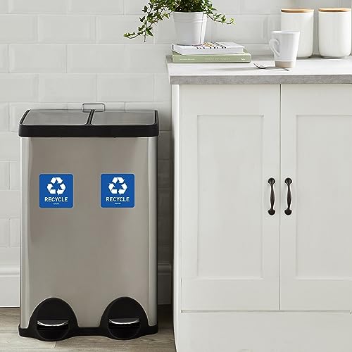 SICOL Plus Recycle & Trash Can Stickers - 4x4 Inch Vinyl Decals (2 Pcs)