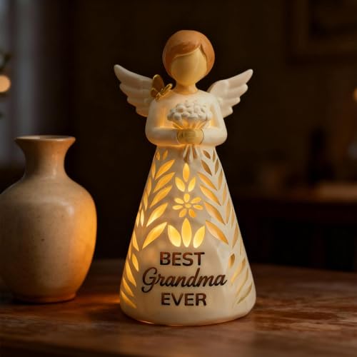Best Grandma Ever Angel Figurine Light with Remote Control