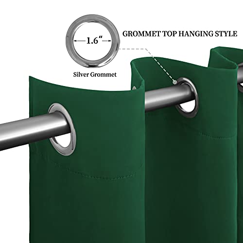 Easy-Going Dark Green Thermal Grommet Blackout Curtains, 52x108 in, 2 Panels